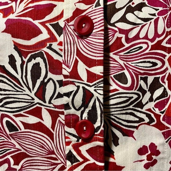 KORET Floral Shacket Women's Size L Jacket MOD Colorful Button-Up Stretch - Picture 7 of 15